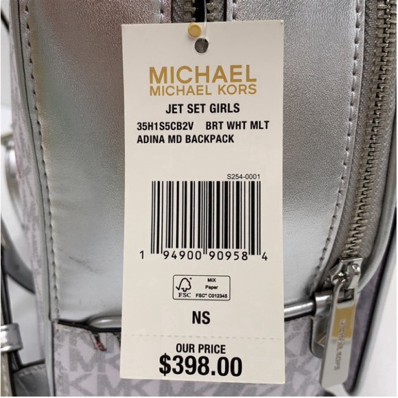 Michael Kors Jet Set Girls Adina
Medium Backpack MK Bright White
Silver - Picture 12 of 12